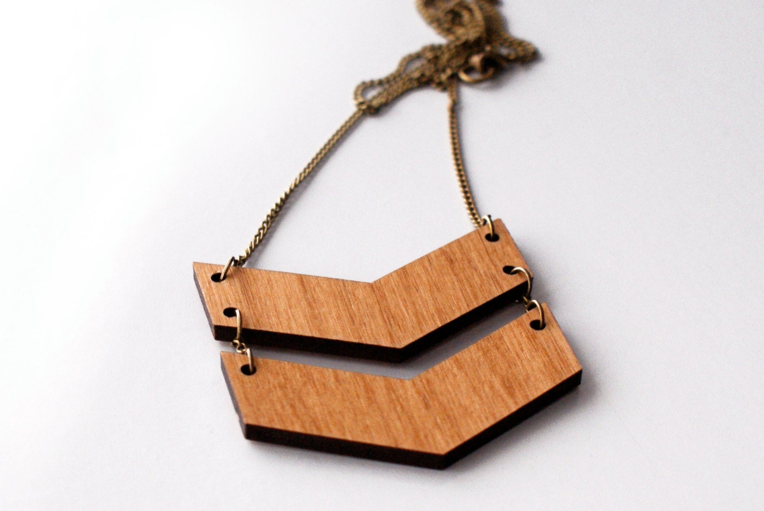 Chevron Laser Cut Wood Necklace