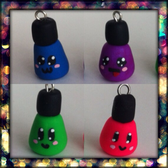 Polymer Clay Kawaii Nail Polish Charms by PolymerSisters on Etsy