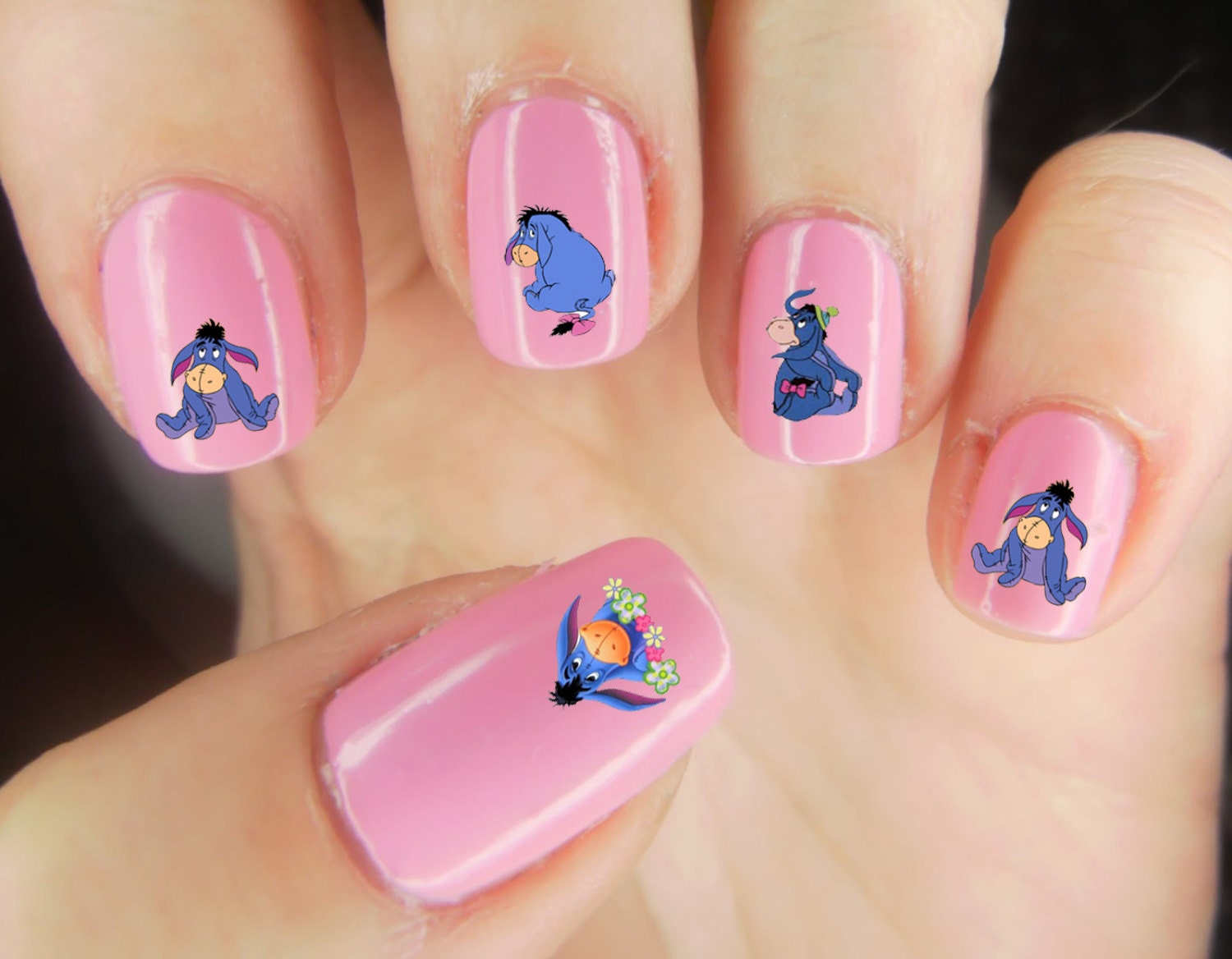 Items similar to Eeyore Disney WaterSlide Nail Decals Transfer Handmade