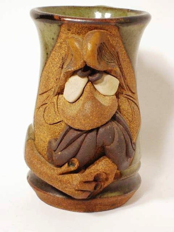 Mahon Stoneware Mug Pottery Funny Face by beachcatsbargains