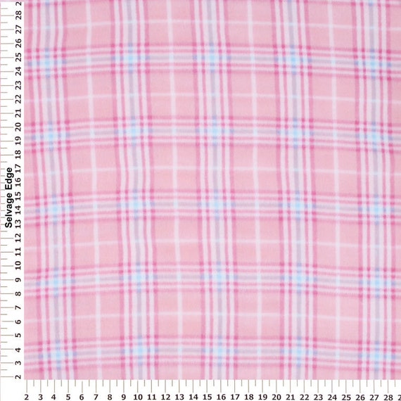 Items Similar To Pink Plaid Fleece Fabric By The Yard On Etsy