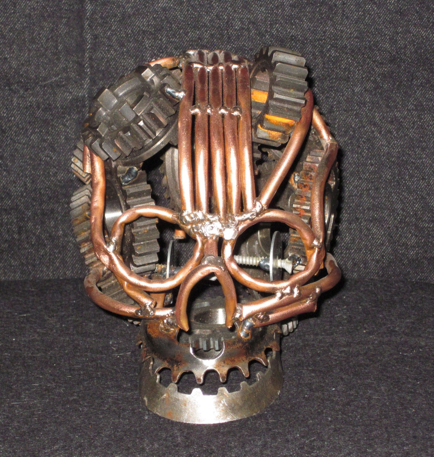 Copper and gears make this Skull - Beckspecialties