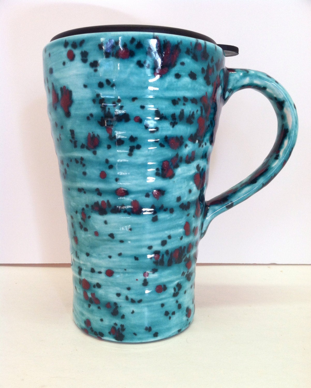 Ceramic Pottery Travel Mug with Lid Hand by ShadyLaneCeramics
