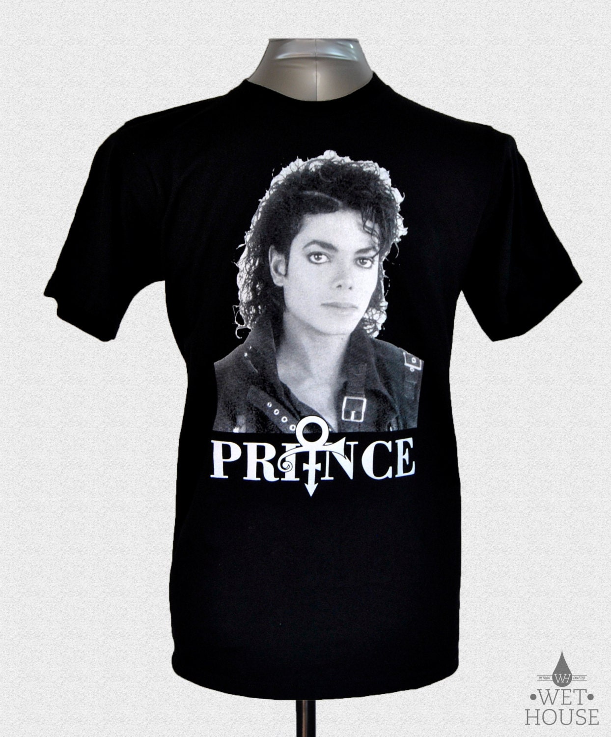 Michael Jackson Face Prince Symbol T-Shirt // black shirt white ink