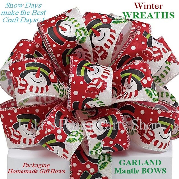 SnowMan Face Satin WIRED Ribbon -3 yards 1 1/2 inches wide, Rustic Barn Events, WREATHS, Garland, Floral and Packaging Supply, Gifts,Bow Il_570xn