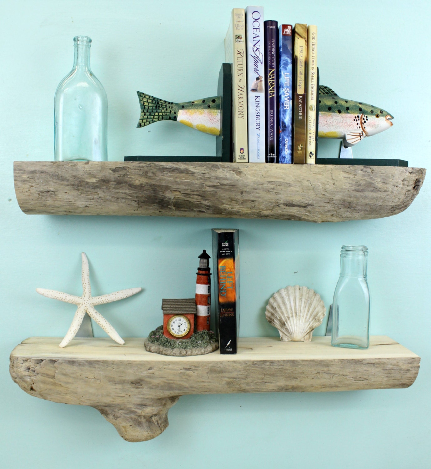 Driftwood Shelves Set Of L Bookshelves Wood