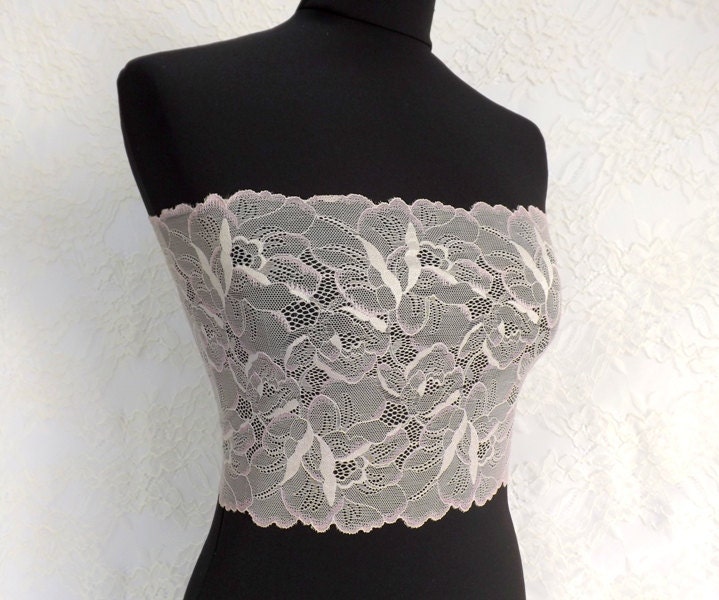 Light Pink Elastic Floral Lace Bandeau Top Lace Lingerie