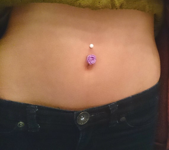 Light Purple Rose Flower Belly Button Ring By MidnightsMojo