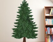 Christmas Tree Wall Decal- Reusable Wall Graphic, Wall Sticker, sizes to choose from, Use every year! - SolanaGraphicStudios