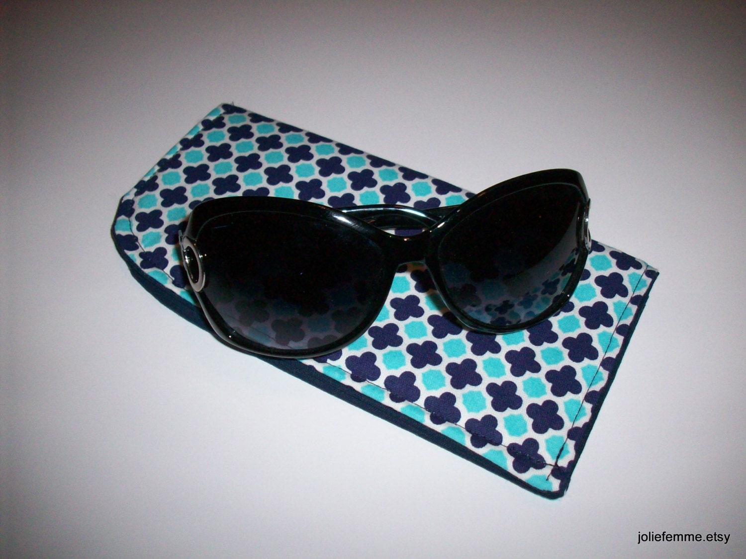 Cobalt Blue Morrocan Tiles Eyeglass or Sunglass Case Protective Padded Pouch Choose your Size - joliefemme