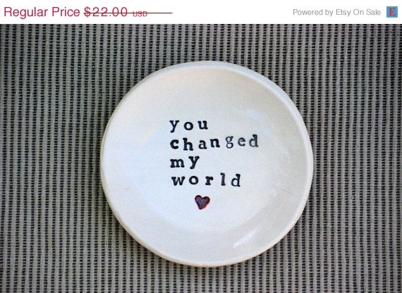 Ring bowl jewelry holder wedding day gift - you changed my world jewelry Wedding ring bearer - claylicious