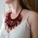 30% sale, Burgundy Crochet fringe beaded Necklace