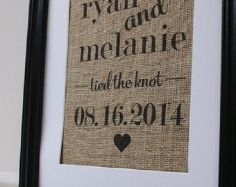 ... Knot Wedding Burlap Print...Great for wedding gift, engagement gift