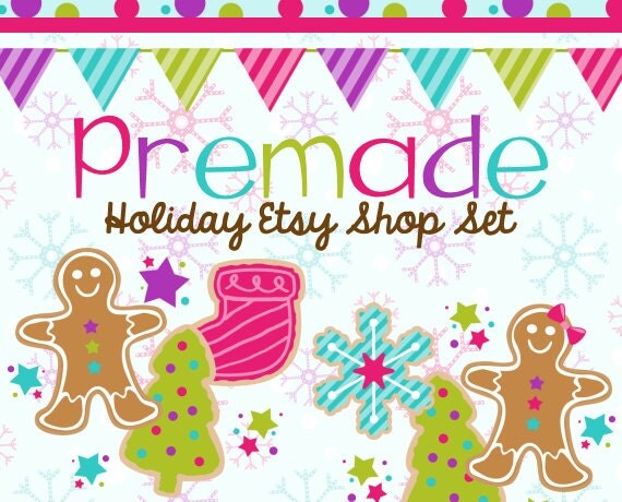 Sweet Holiday Cookies and Buntings- Holiday Mini Business Set Il_570xn