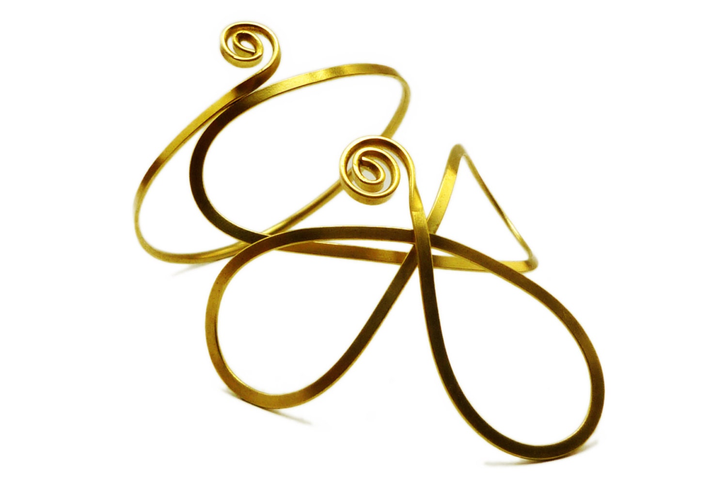 Wire Wrapped Brass Armband - Flower Arm Bracelet - Golden Upper Armband - Cocktail Jewelry - HyppieChic