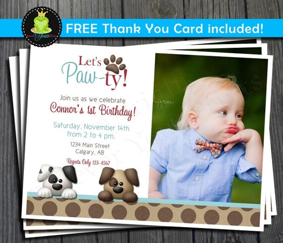 Puppy Party Invitation - FREE Thank You Card included Il_570xn