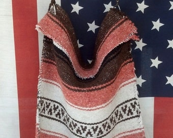 Vintage Fringe Mexican Blanket Tote