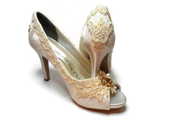 Quinceanera Wedding Shoes Novia Lace Bridal By Lambsandivydesigns 8543