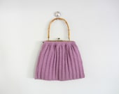 Vintage knit purse . 1970s purple crochet handbag - BlueFennel