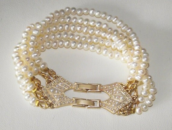 Bridal Pearl Accessories five rows of real pearls by TheLadyBride