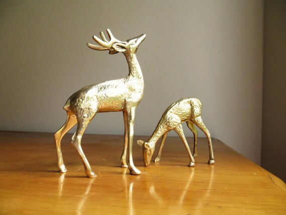 vintage brass deer figurines doe buck deer by vintage brass deer figurines doe buck deer by
