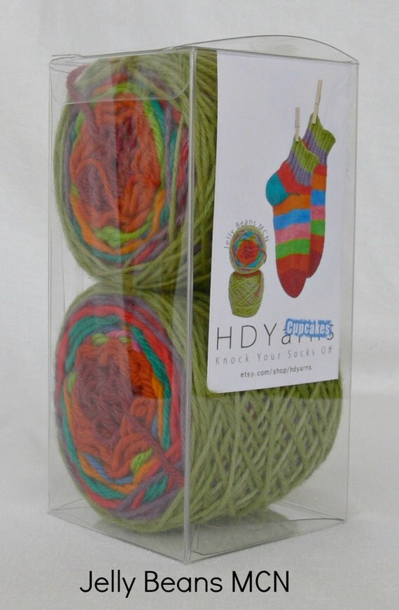 JELLY BEANS MCN 50g Hand Dyed Self Striping Sock Yarn by HDYarns