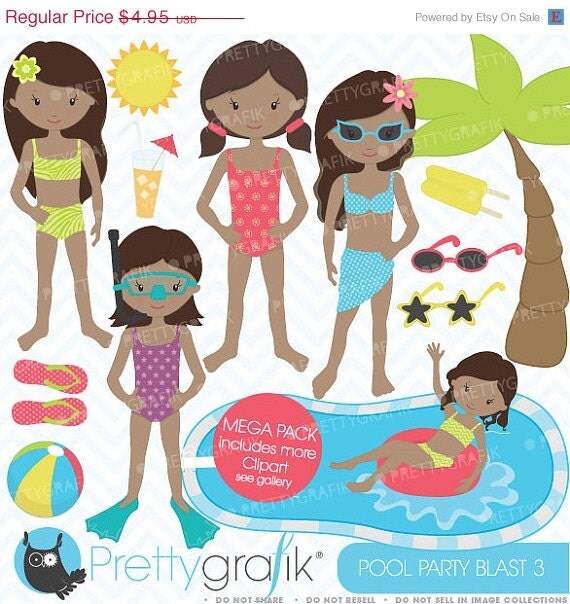 40% OFF SALE pool party clipart commercial use, vector graphics, digital clip art, digital images - CL454 Il_570xn