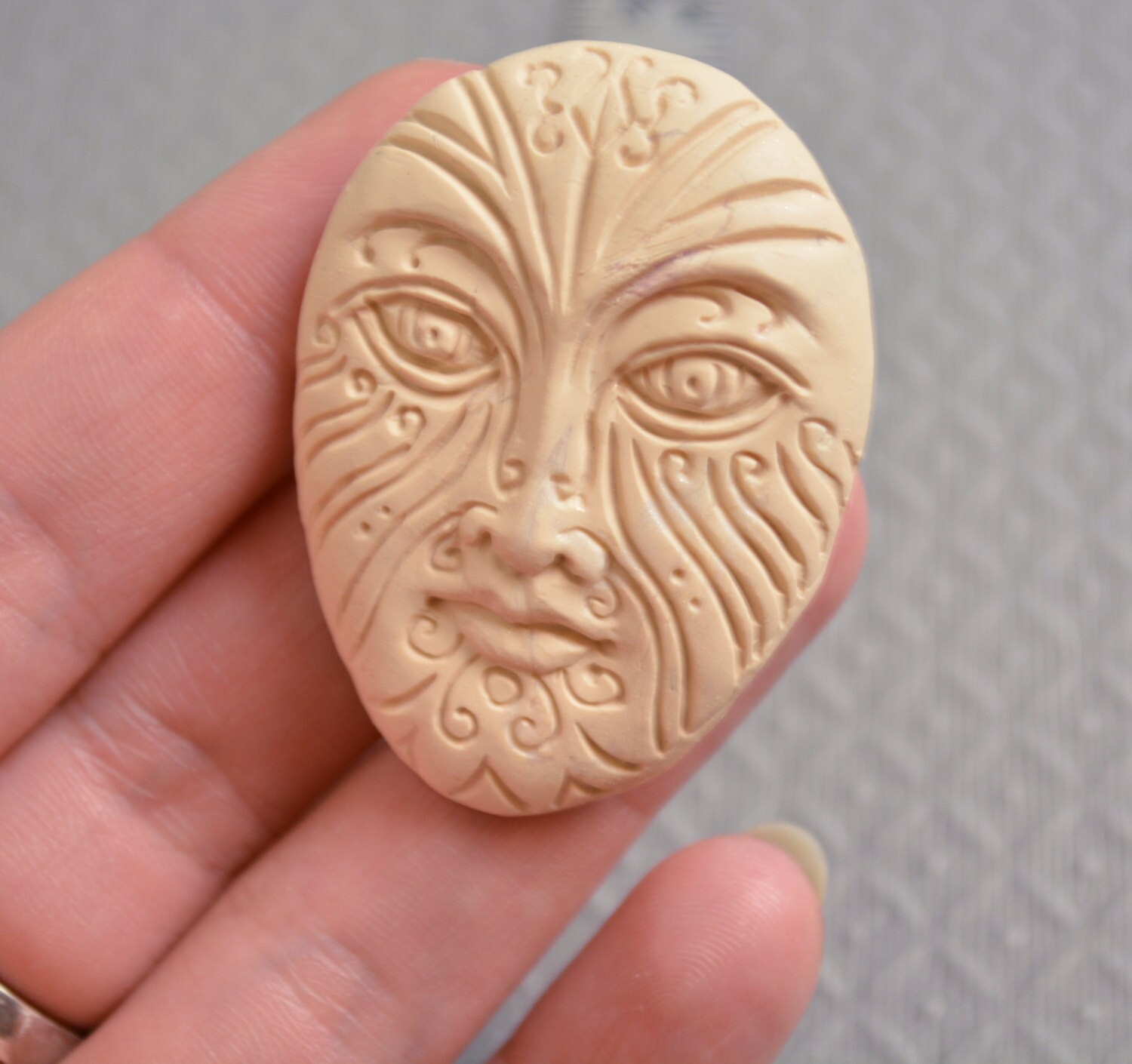 Goddess Carved Face Cabochon Polymer Clay Prang Designs