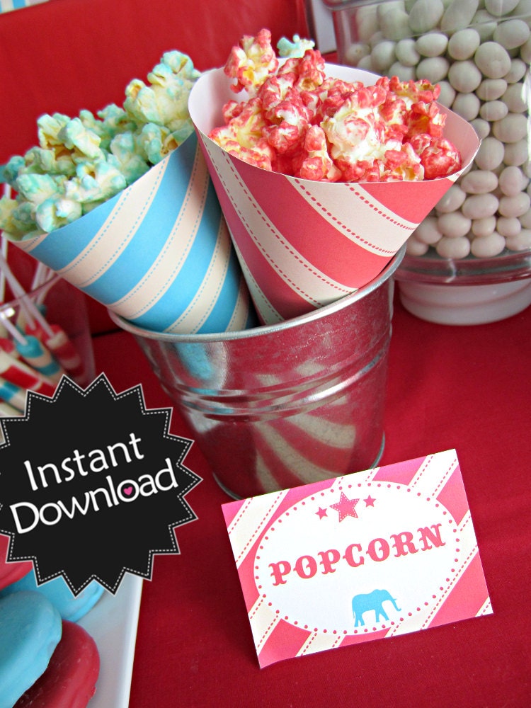 Editable Vintage Circus Party Food Labels - Instant Download - Editable PDF .. svc01 Signature Collection Il_570xn