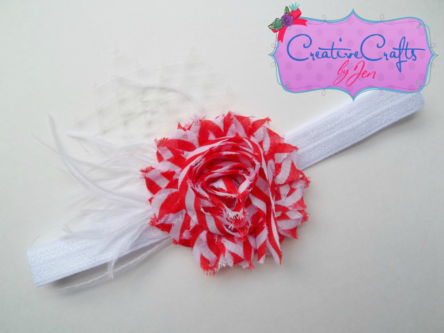 Candy Cane Elegance Headband Red White by CreativeCraftsByJen