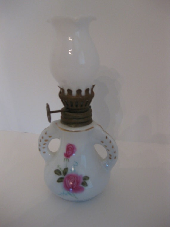 Porcelain mini ANTIQUE OIL LAMP unique small lamp by BloomNBlossom