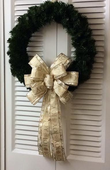 Christmas Joy Gold Layered Wreath Bow/ Gold by CustomBowsByJami