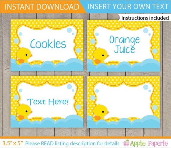 Duck Food Labels / Rubber Duck Food labels / by ApplePaperie