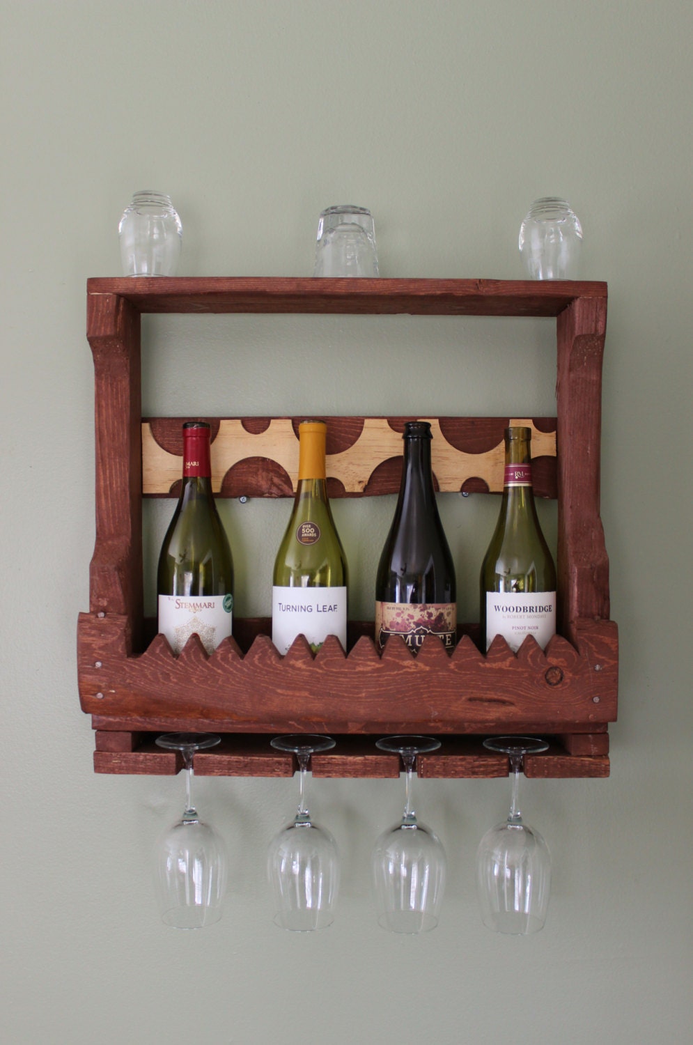 Reclaimed Pallet Wood Wine Bottle Rack Funky by BarHomeDesigns