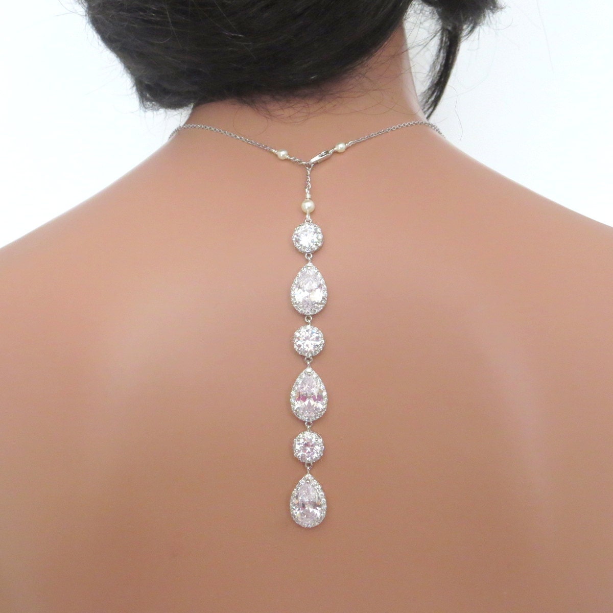 Crystal Backdrop Necklace Bridal Backdrop Necklace By Treasures