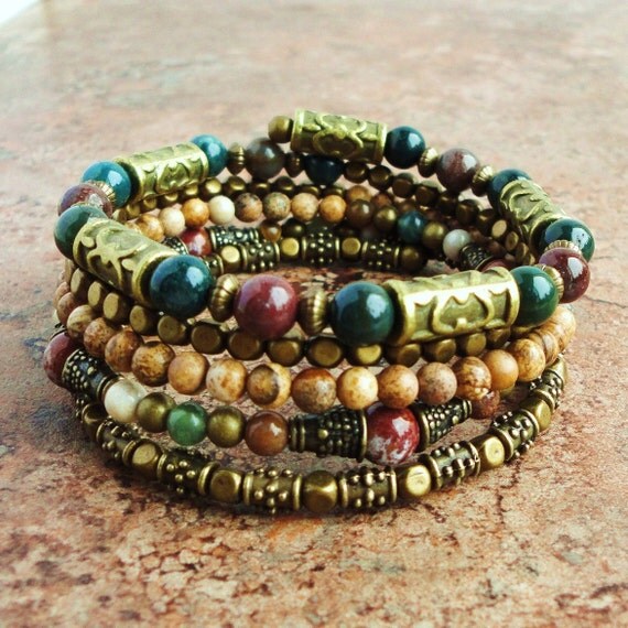 Boho Gypsy Bracelet Wrap Around Bracelet Beaded by mamisgemstudio