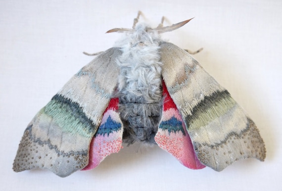 Fabric sculpture - Large Big Poplar Sphinx Moth textile art