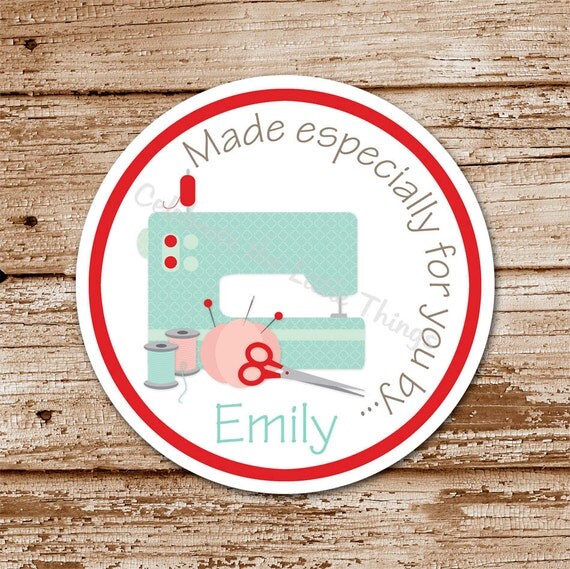 Set of 12 / Sewing Stickers, Labels / Personalized Tags / Sew, Modern Sewing Machine Il_570xn