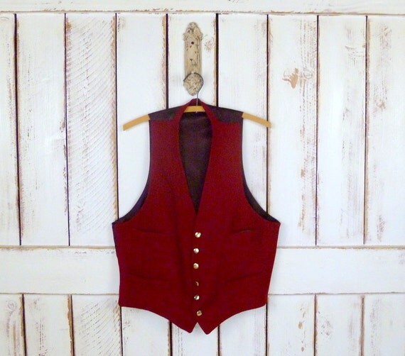 50s vintage mens dark red wool vest by GreenCanyonTradingCo