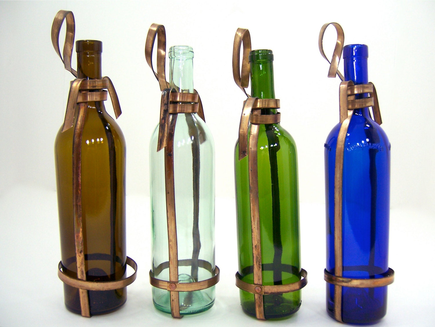 Wine bottle brass metal art vase holder wall by FreshRetroGallery