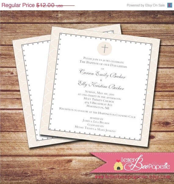 ON SALE Custom Baptism / Christening Invitation - Choose Your Colors - Printable Invite - Boy Girl Gender Neutral - Confirmation, Naming Ce Il_570xn