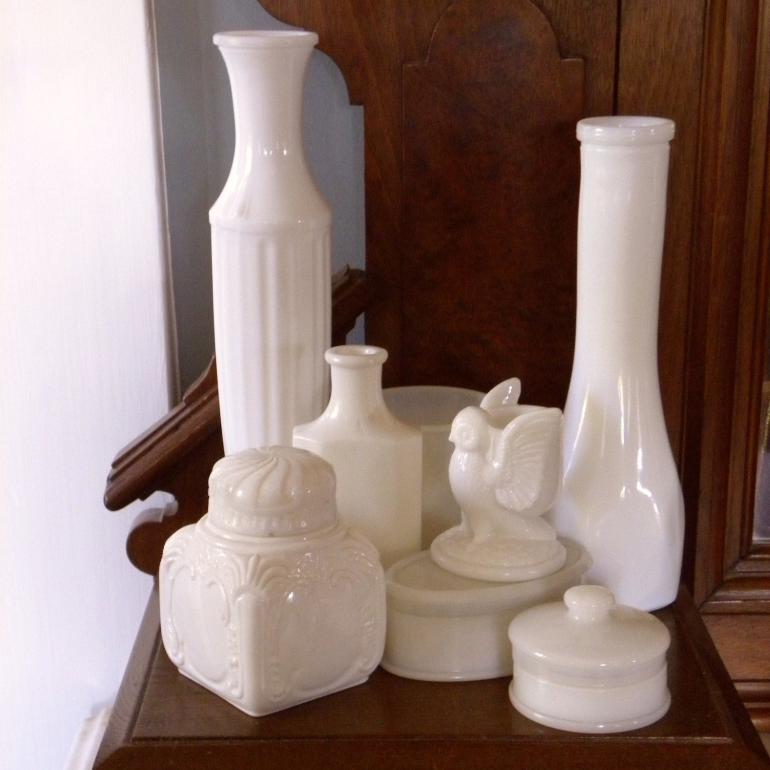 Vintage Milk Glass Collection of Charming by BoudreauCollection
