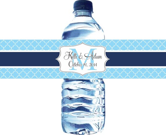 Waterproof Water Bottle Labels - 100 Printed labels with your wedding colors Il_570xn