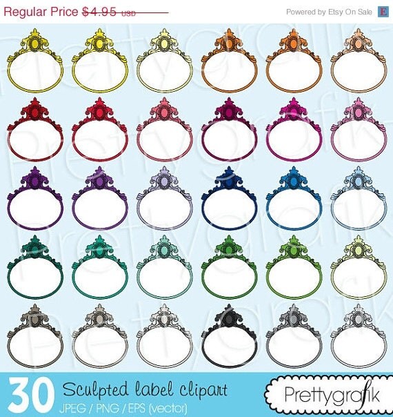 70% OFF SALE 30 sculpted label clipart commercial use, vector graphics, digital clip art, digital images - CL486 Il_570xn
