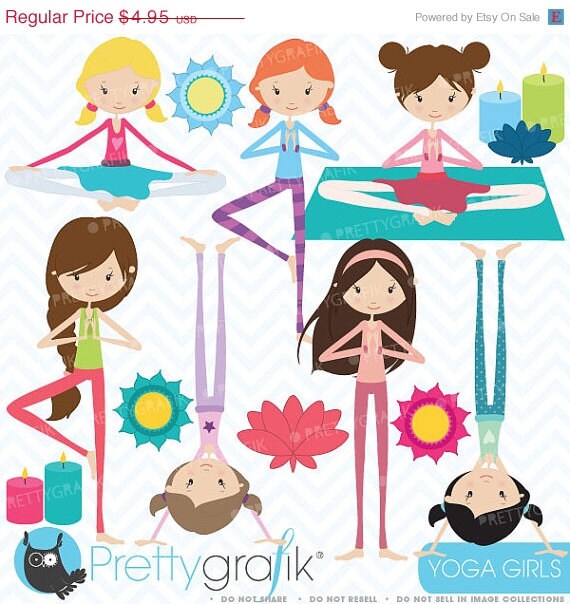 70% OFF SALE yoga girls clipart commercial use, vector graphics, digital clip art, digital images - CL442 Il_570xn