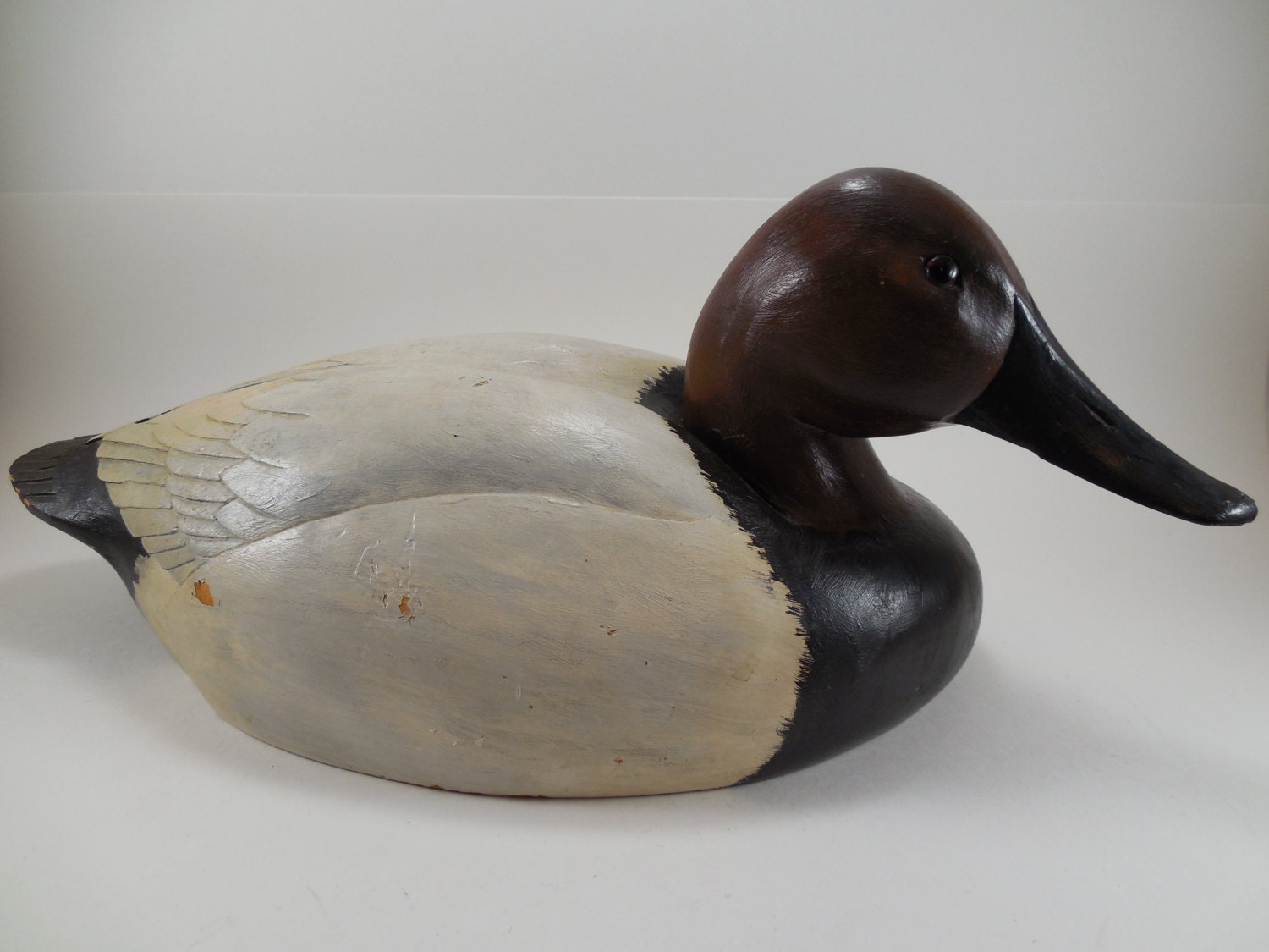 Vintage Canvasback Duck Decoy Solid Wood Hand Carved Hand