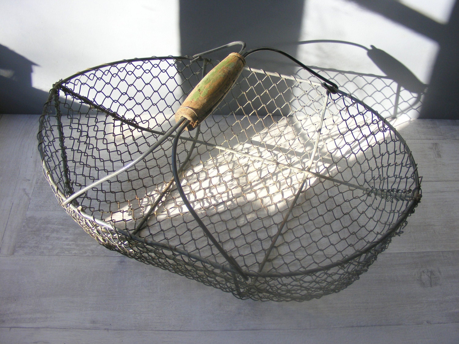 Vintage French Large Metal Eggs Basketwith a by GrisSourisBrocante