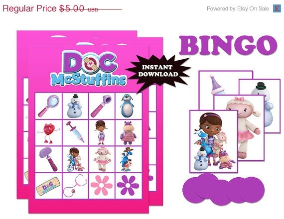 30% off sale INSTANT DOWNLOAD Digital doc mcstuffin Printable Birthday party bingo game