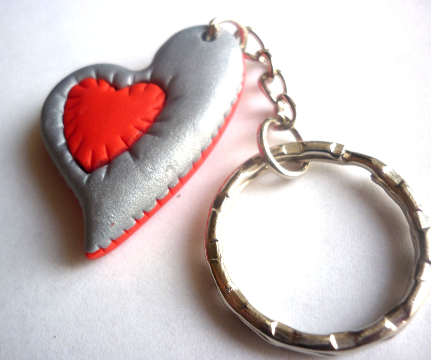 valentine's day keychain heart keychain by JustFingerPrint