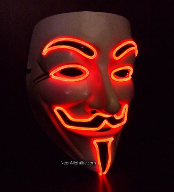 Glowing V for Vendetta Guy Fawkes Mask Battery by NeonNightlife